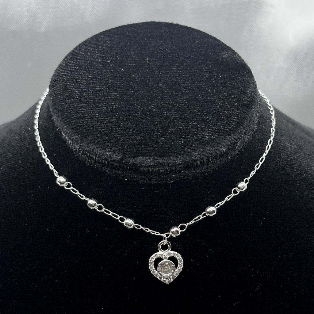 #G148 - Gargantilla Corazón Con Piedra De Zirconia Plata - F2.2