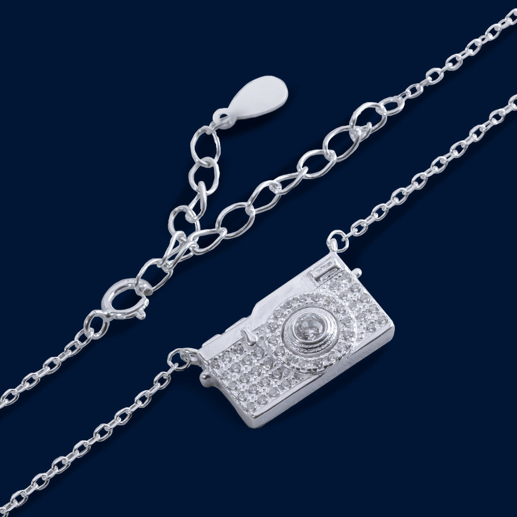 #G149 - Gargantilla Cámara Con Piedra Zirconia Plata - IP4.1
