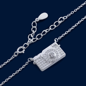#G149 - Gargantilla Cámara Con Piedra Zirconia Plata - IP4.1
