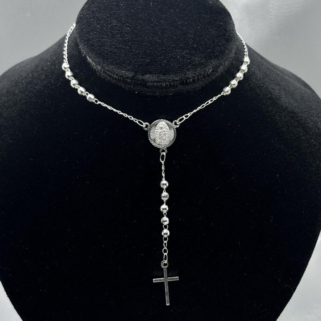#G154 - Gargantilla Misterio Virgen De Guadalupe Diamantado Plata - F2.6