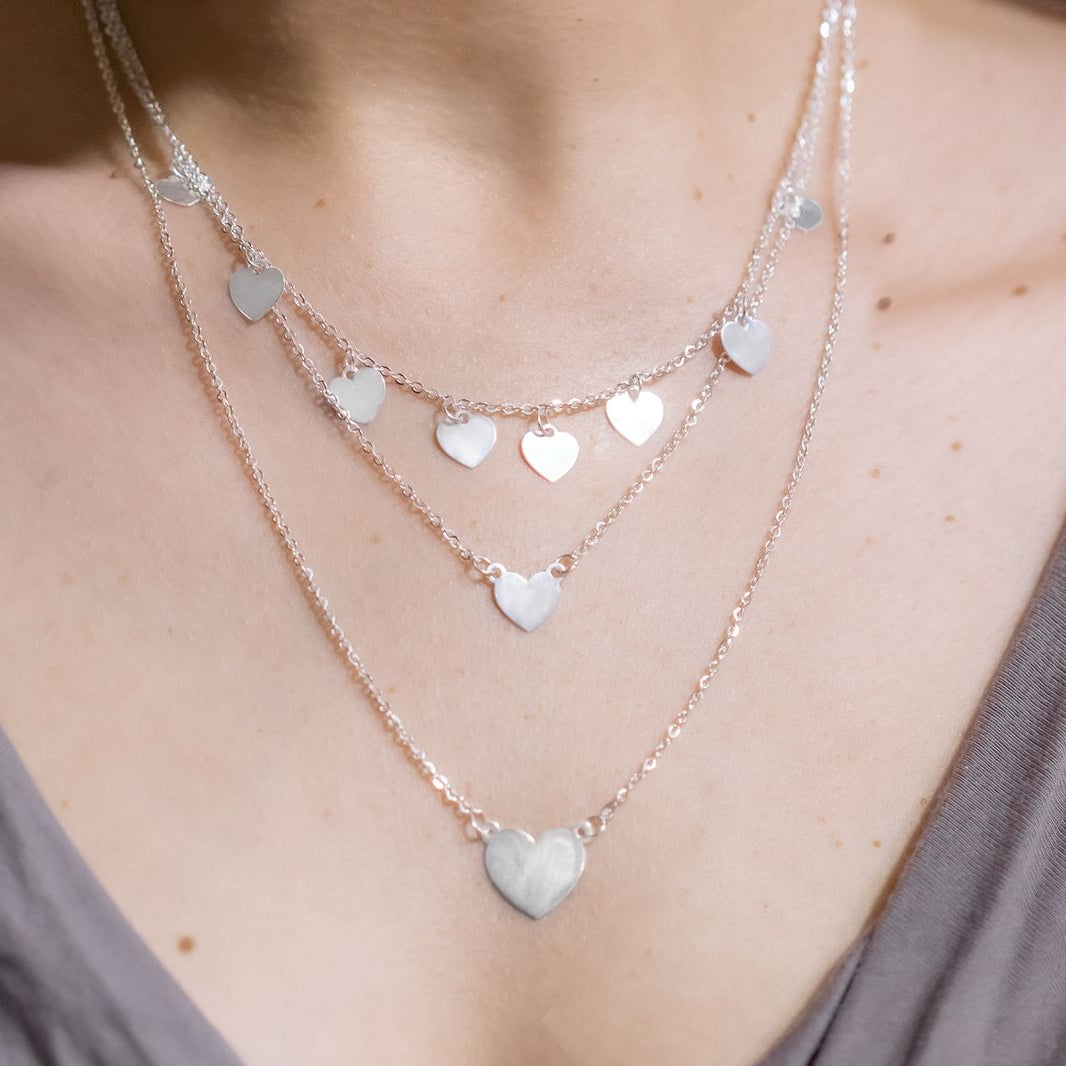 #G237 - Gargantilla Triple Corazones Plata - LL8.1