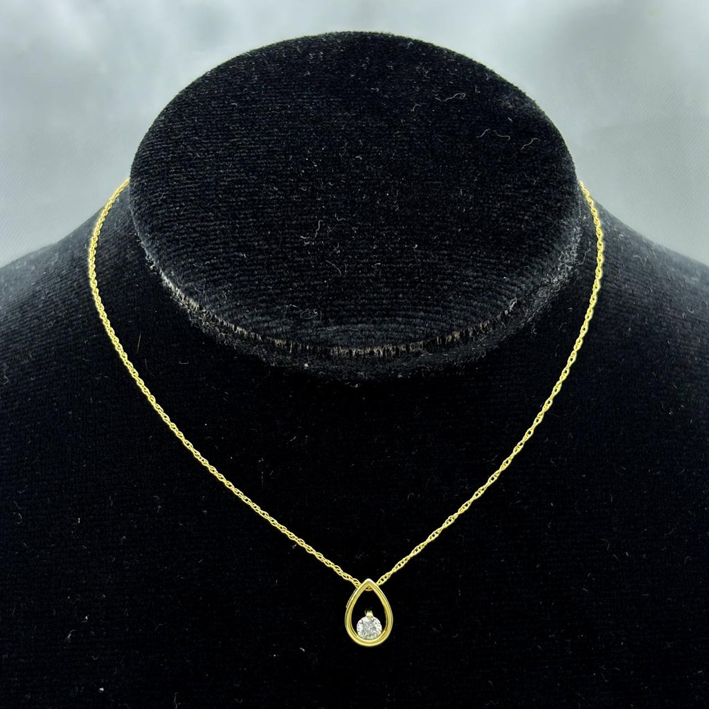 #G14X101 - Gargantilla Gota/Pera Con Diamante Natural Oro 14K - SX380