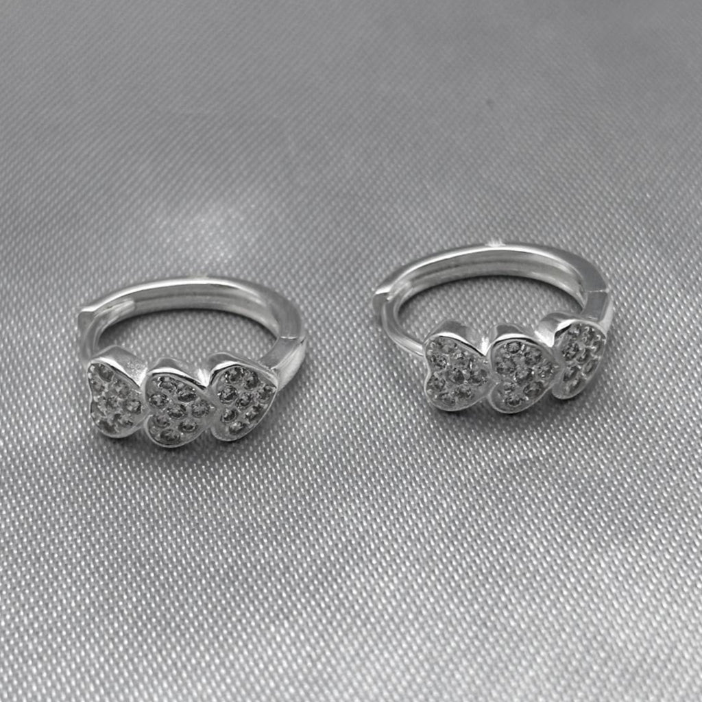 #H118 - Huggies Circular De Corazón Con Zirconia Plata - PU2.6