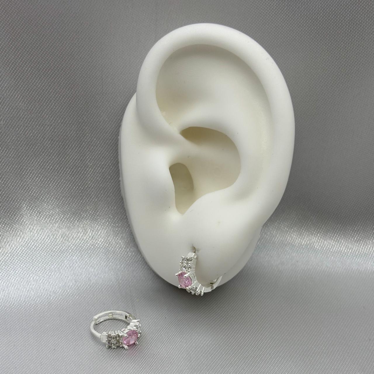 #H195 - Huggie Con Piedra Zirconia Plata - A15/1.7