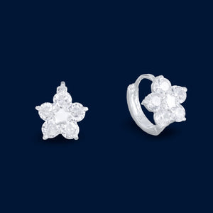 #H150 - Huggie De Flor Con Zirconia Plata - F2.3