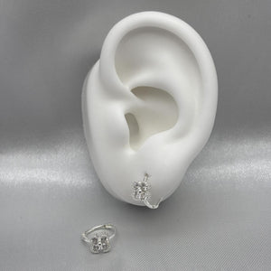 #H167 - Huggie Flor 4 Pétalos Con Piedra Zirconia Plata - LL1.8