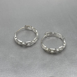 #H173 - Huggie Eslabón Con Piedra Zirconia Plata - LL3.5