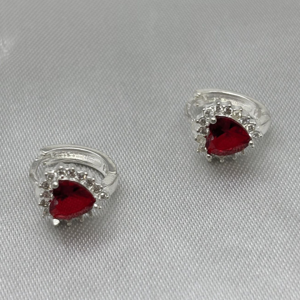 #H202 - Huggie Corazón Piedra Zirconia Plata - B08/2.7