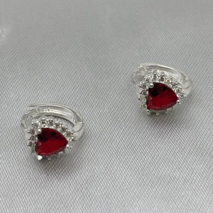 #H202 - Huggie Corazón Piedra Zirconia Plata - B08/2.7