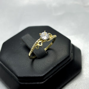 #HE141 - Anillo Solitario Con Corazones De Oro 10k - J07/1.6