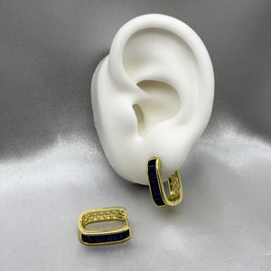#HOL162 - Huggie Cuadrada Con Zirconia Oro Laminado 18K