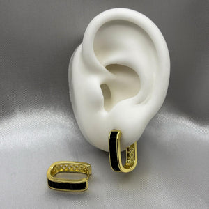 #HOL162 - Huggie Cuadrada Con Zirconia Oro Laminado 18K