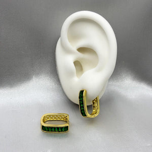 #HOL162 - Huggie Cuadrada Con Zirconia Oro Laminado 18K