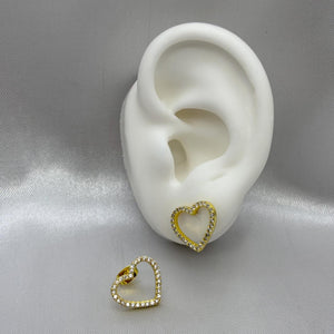 #JOL120 - Juego Broquel 3 Piezas Corazón Con Piedra Zirconia Oro Laminado 18K