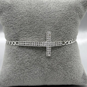 #PA151 - Pulsera Cruz Con Piedra Zirconia Plata - F4.8