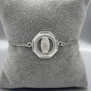 #PA162 - Pulsera Dije Virgen De Guadalupe Piedra Zirconia Plata - F5.6