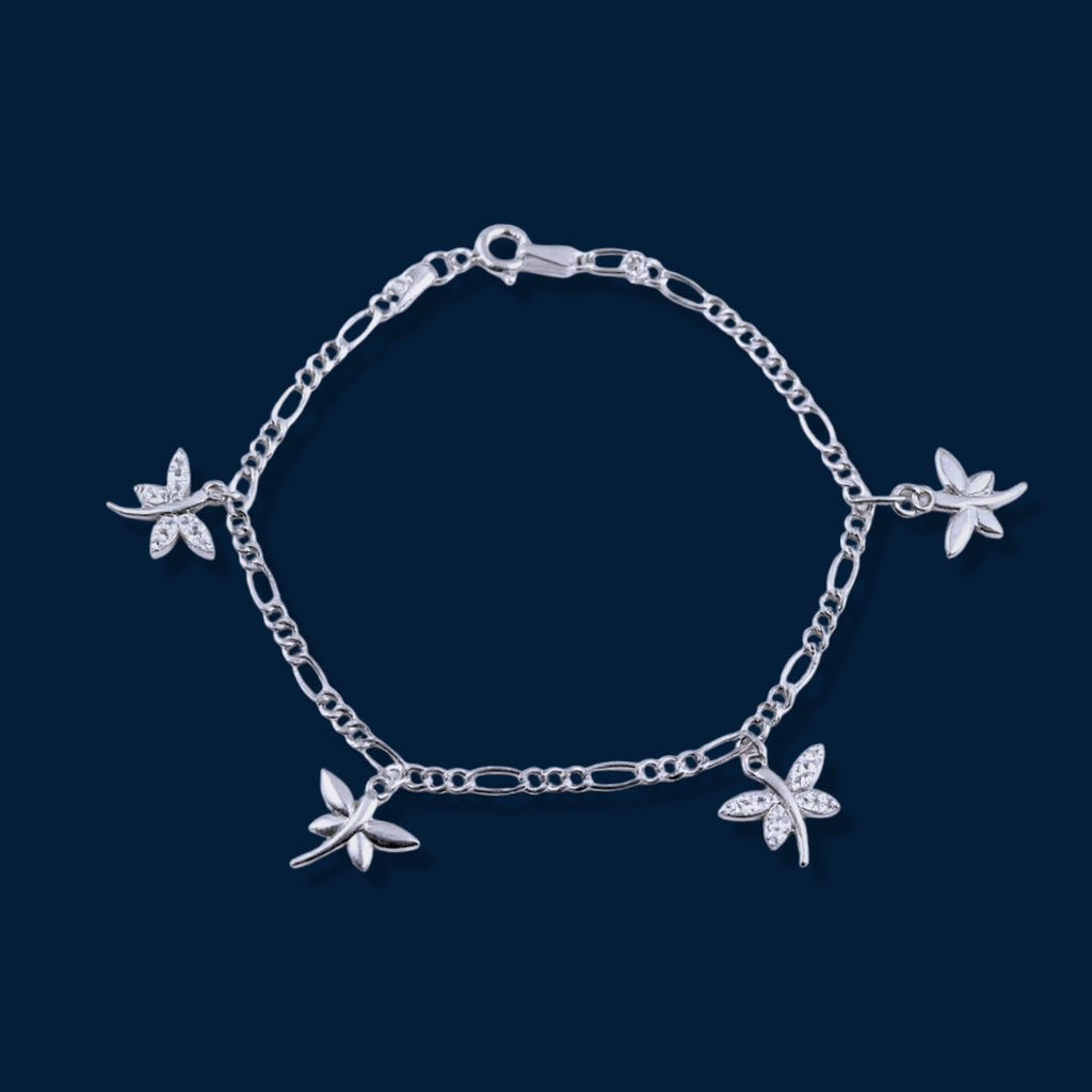 #PA198 - Pulsera Libélulas Con Zirconia Plata - A09/4.2