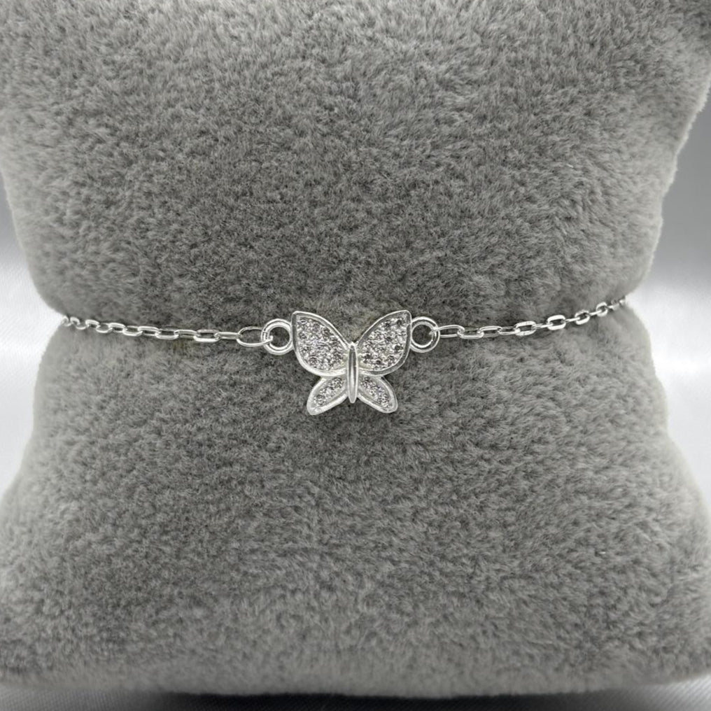 #PA199 - Pulsera Mariposa Con Zirconia Plata - LL1.7