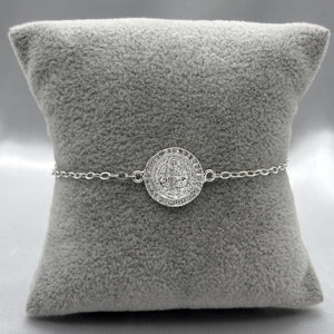 #PA204 - Pulsera Dije/Medalla San Benito De Plata Y Piedra Zirconia - ZC2.5