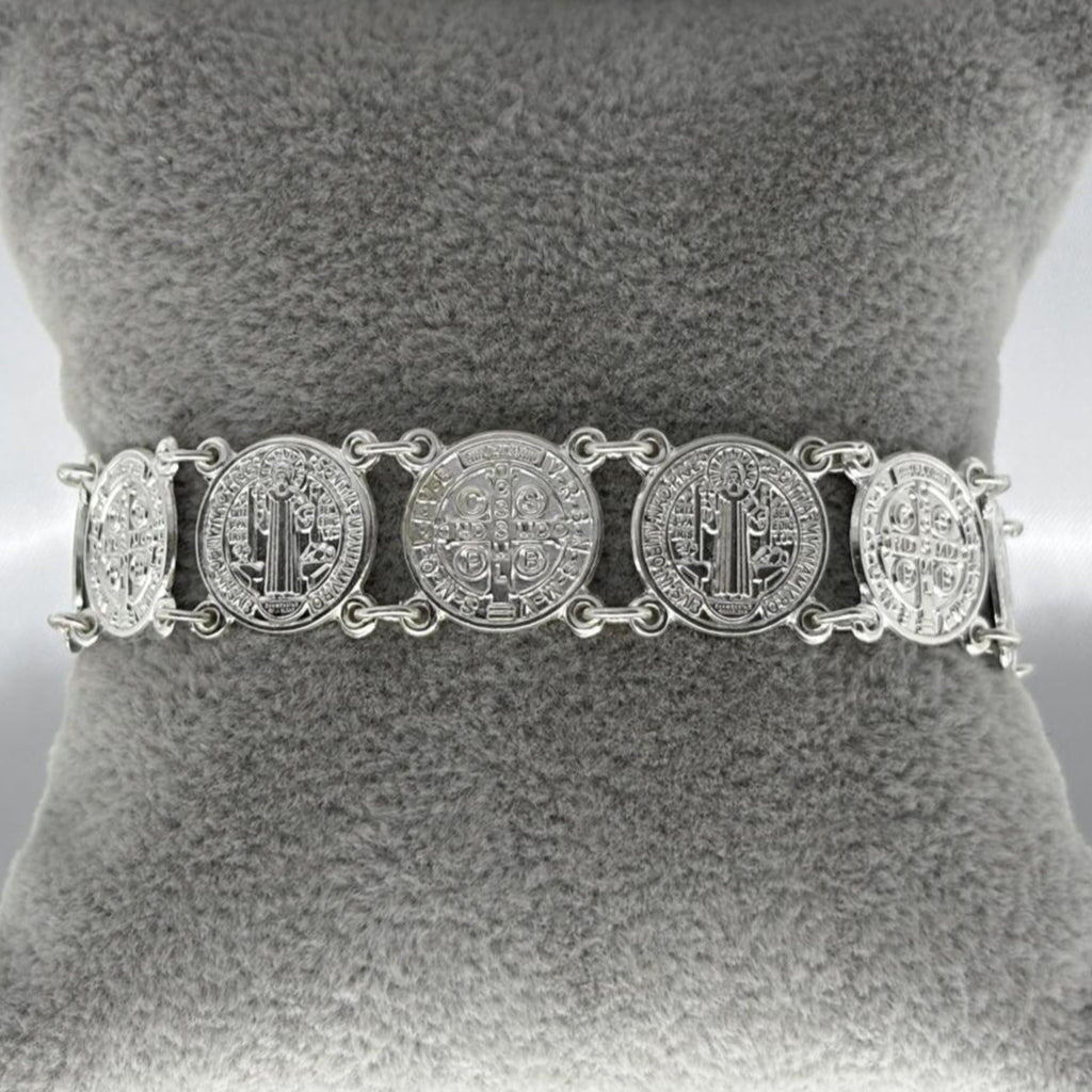 #PA206 - Pulsera Dije/Medalla San Benito Plata - CE10.4