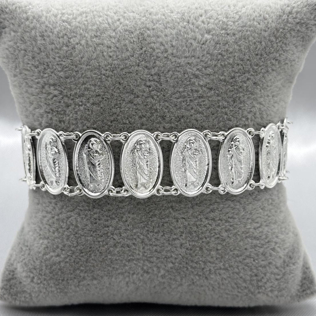 #PA211 - Pulsera Medalla Ovalado San Judas Tadeo Plata - CE12.4
