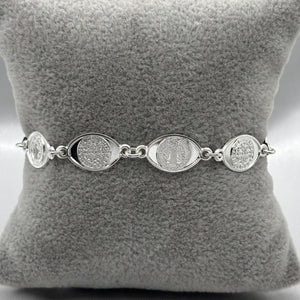 #PA213 - Pulsera Medalla Ovalada San Benito Plata - CE5.6