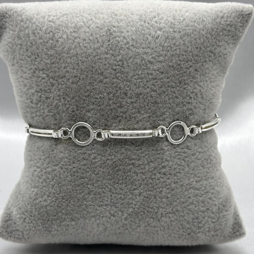 #PA291 - Pulsera Circular Y Rectangular De Plata Con Piedra Zirconia - ZC5.3