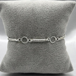 #PA291 - Pulsera Circular Y Rectangular De Plata Con Piedra Zirconia - ZC5.3
