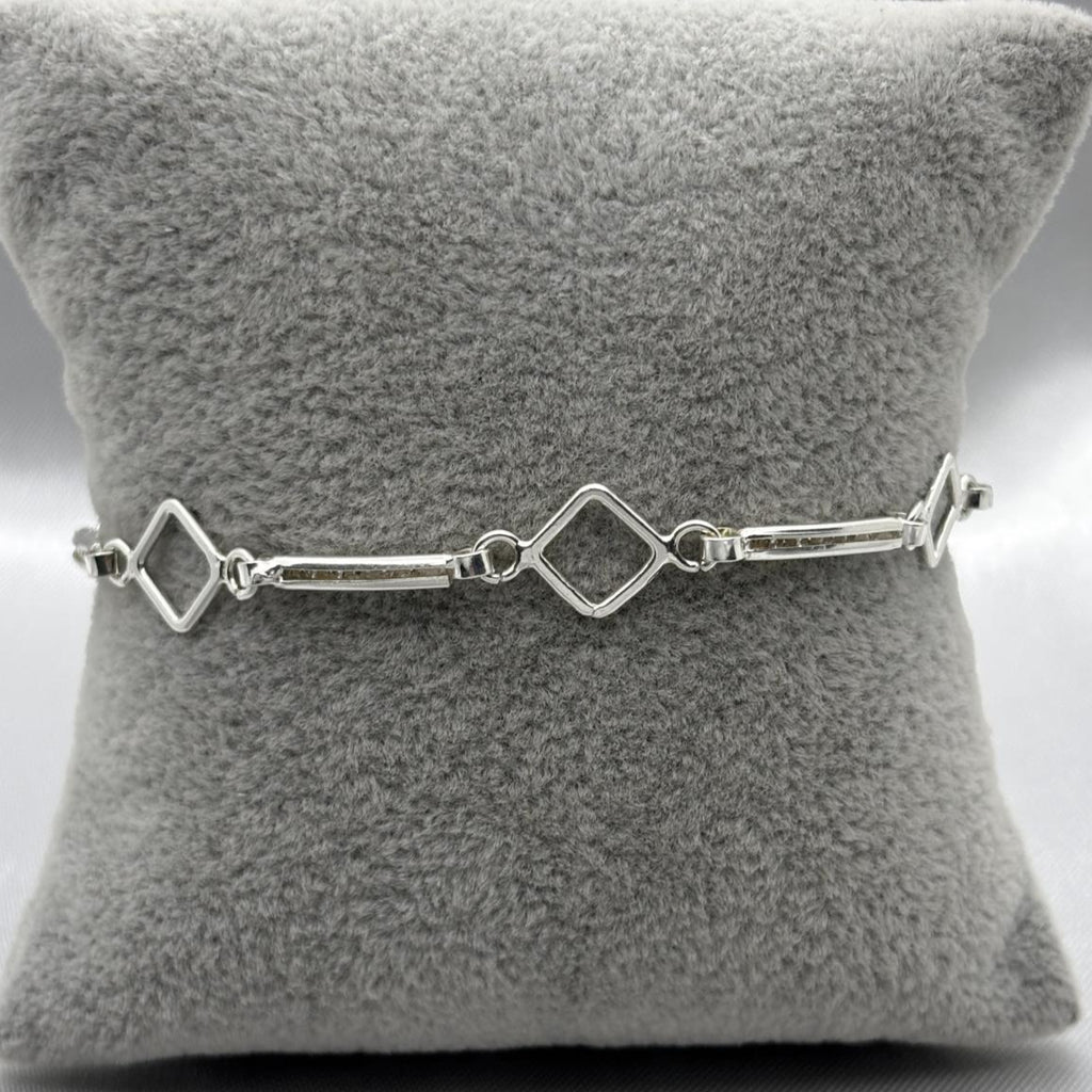 #PA292 - Pulsera Rombo y Rectángulo De Plata Con Piedra Zirconia - ZC5.2