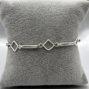 #PA292 - Pulsera Rombo y Rectángulo De Plata Con Piedra Zirconia - ZC5.2