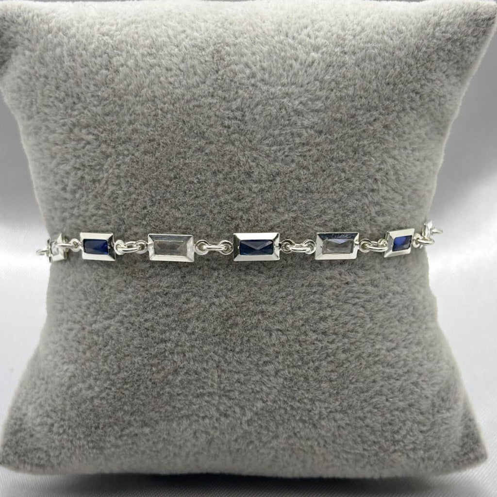 #PA294 - Pulsera Rectangular De Plata Con Piedra Zirconia - ZC4.1