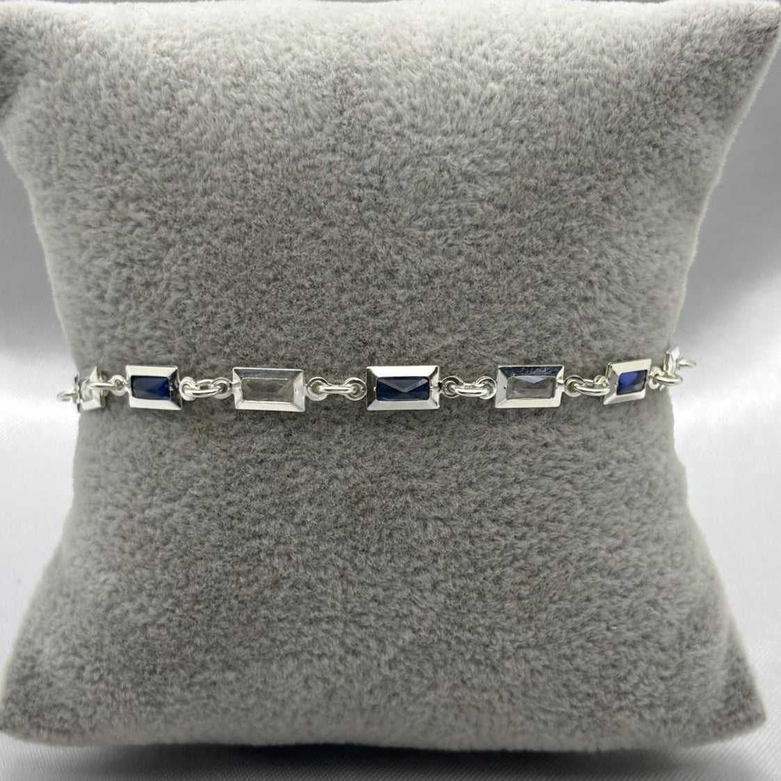 #PA294 - Pulsera Rectangular De Plata Con Piedra Zirconia - ZC4.1