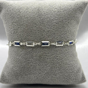 #PA294 - Pulsera Rectangular De Plata Con Piedra Zirconia - ZC4.1
