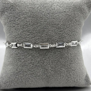 #PA294 - Pulsera Rectangular De Plata Con Piedra Zirconia - ZC4.1