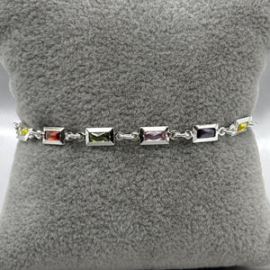 #PA294 - Pulsera Rectangular De Plata Con Piedra Zirconia - ZC4.1