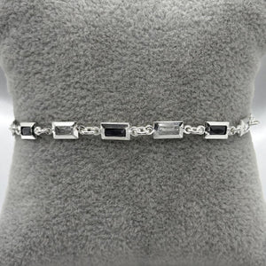 #PA294 - Pulsera Rectangular De Plata Con Piedra Zirconia - ZC4.1