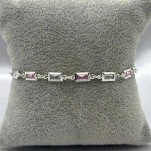 #PA294 - Pulsera Rectangular De Plata Con Piedra Zirconia - ZC4.1