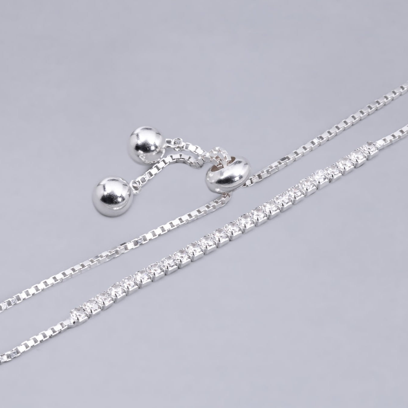 #PA301 - Pulsera Con Piedras Zirconia Ajustable Plata - IP3.9