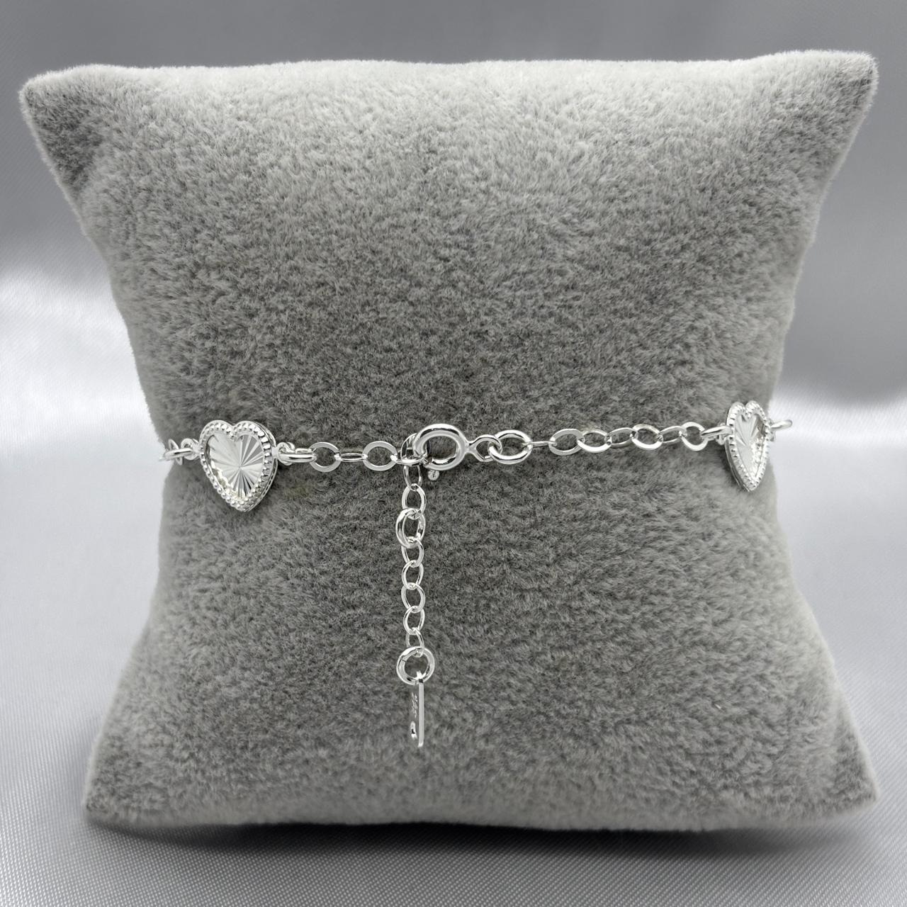#PA336 - Pulsera Corazones Diamantado Plata - A11/3.8