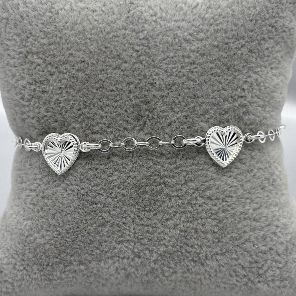 #PA336 - Pulsera Corazones Diamantado Plata - A11/3.8