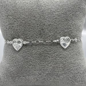 #PA336 - Pulsera Corazones Diamantado Plata - A11/3.8