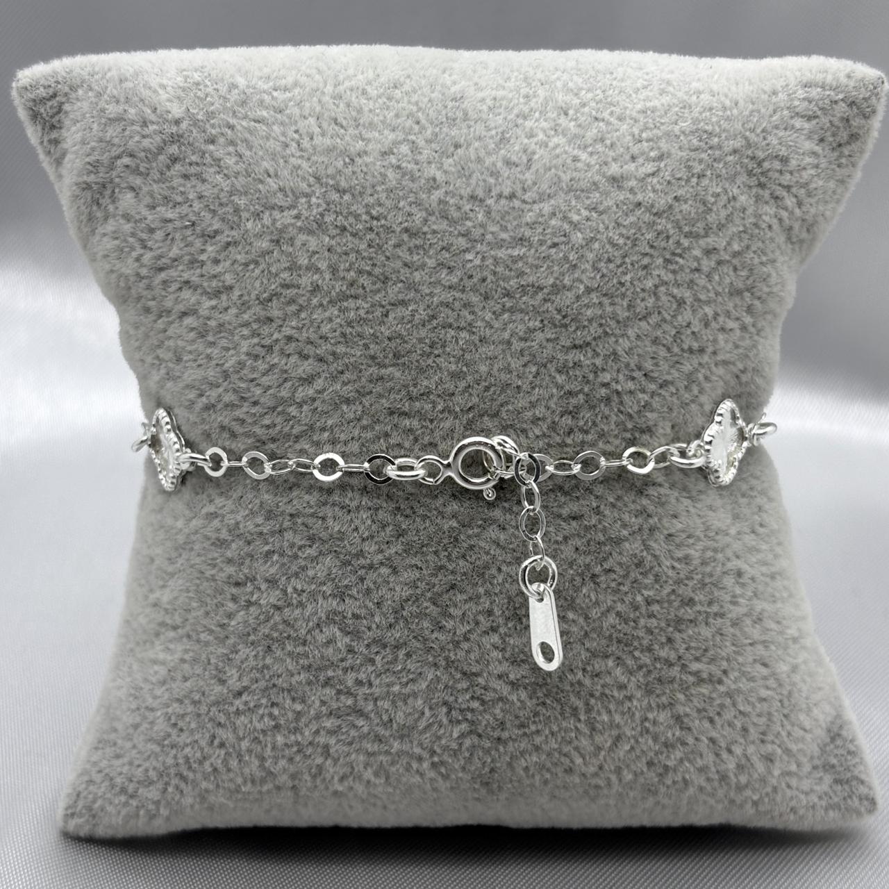 #PA337 - Pulsera Trébol Tipo Van Cleef Diamantada Plata - A15/3.2