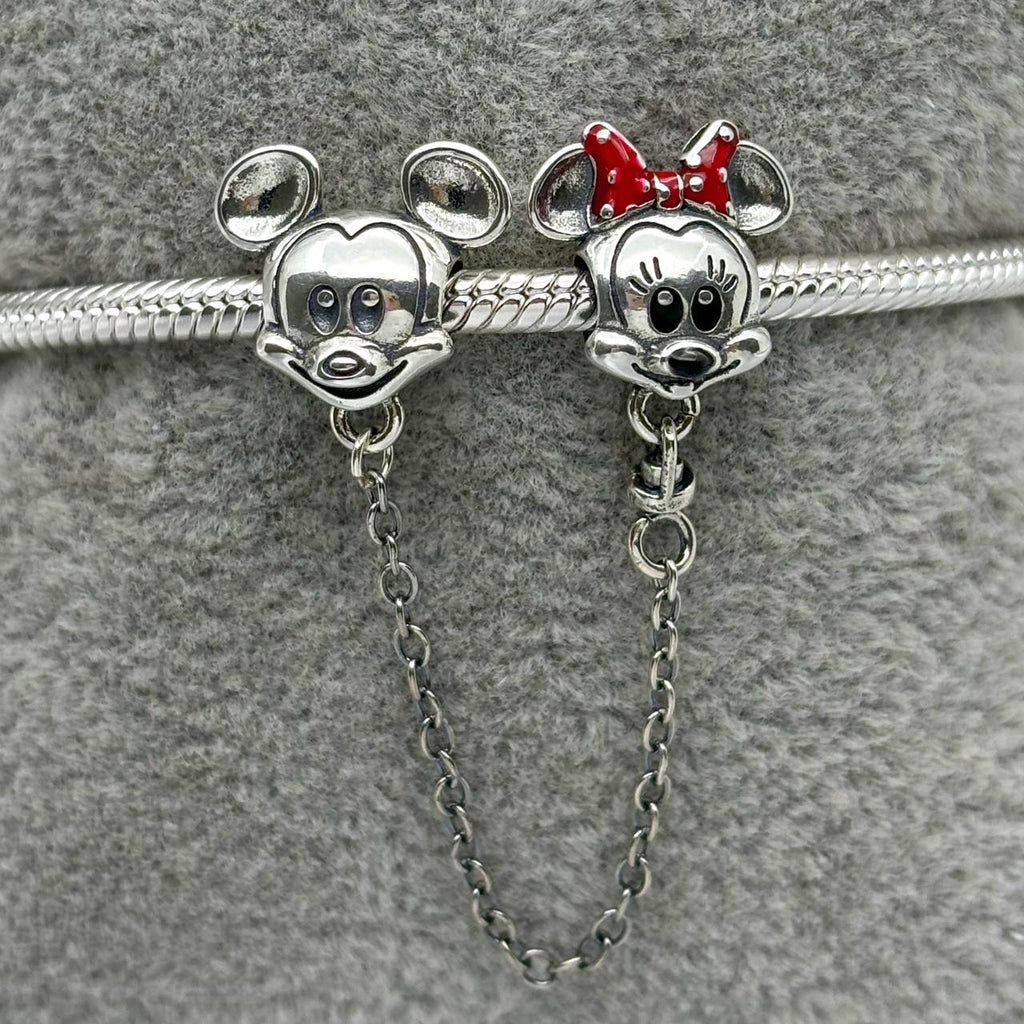 #PAN427 - Charm Cadena Con Mickey Y Minnie Mouse Plata - B11/5.1