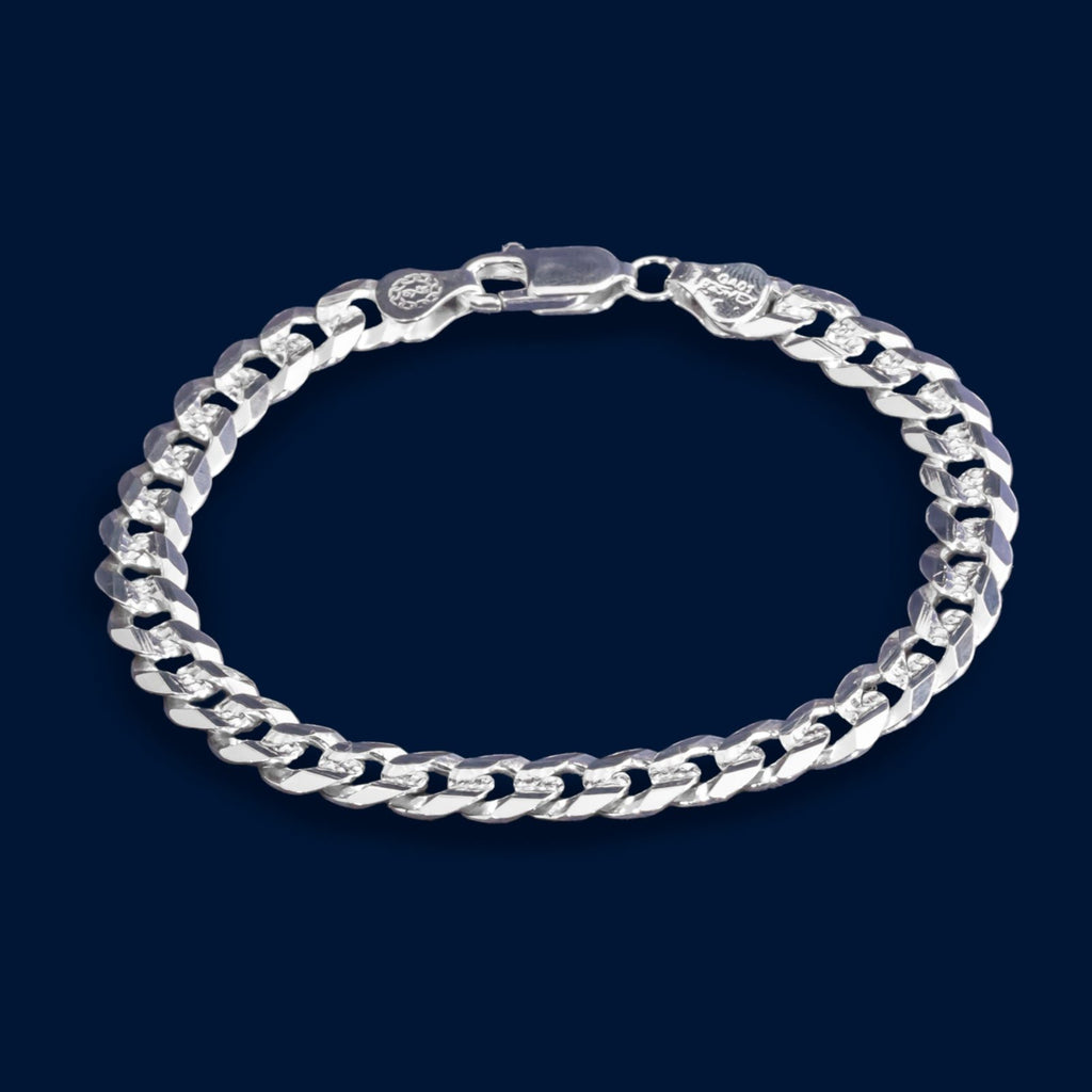 #PO104 - Pulso De Plata Cubano Diamantado - 200 - 8 mm - CE20.2