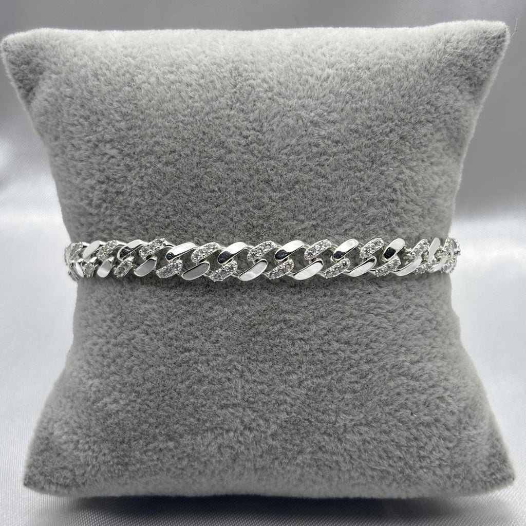 #PO128 - Pulso Monaco Piedra Zirconia Baño Rodio/Plata - 6 mm - MI14.1