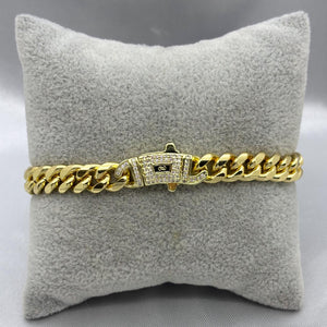 #POL115 - Pulso Tipo Mónaco Con Zirconia Oro Laminado 18K