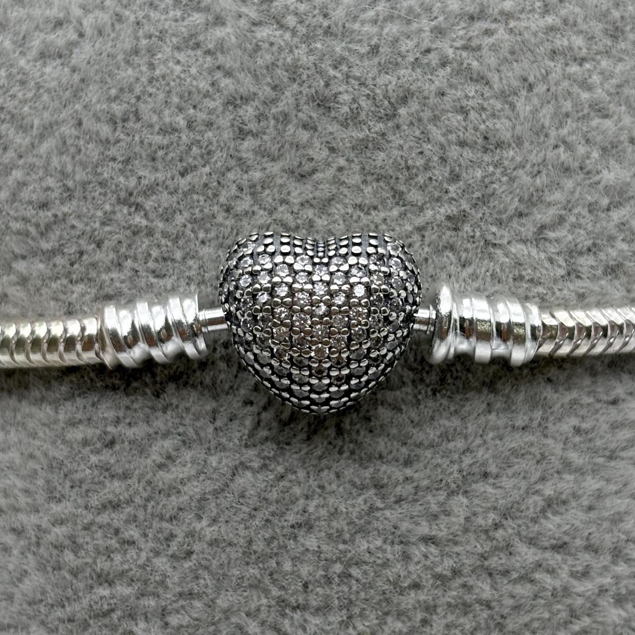 #PP114 - Pulsera Para Charms Corazón Piedra Zirconia Plata - B12/9.0
