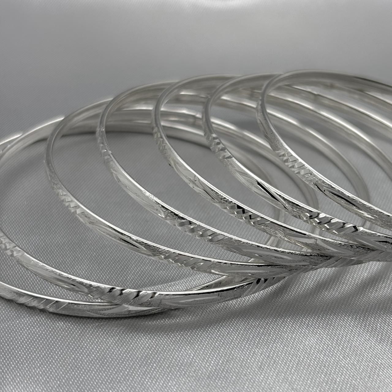 #SE103 - Semanario Circular Diamantado Aleatorio Terminado Almendrado Plata - CE22.7