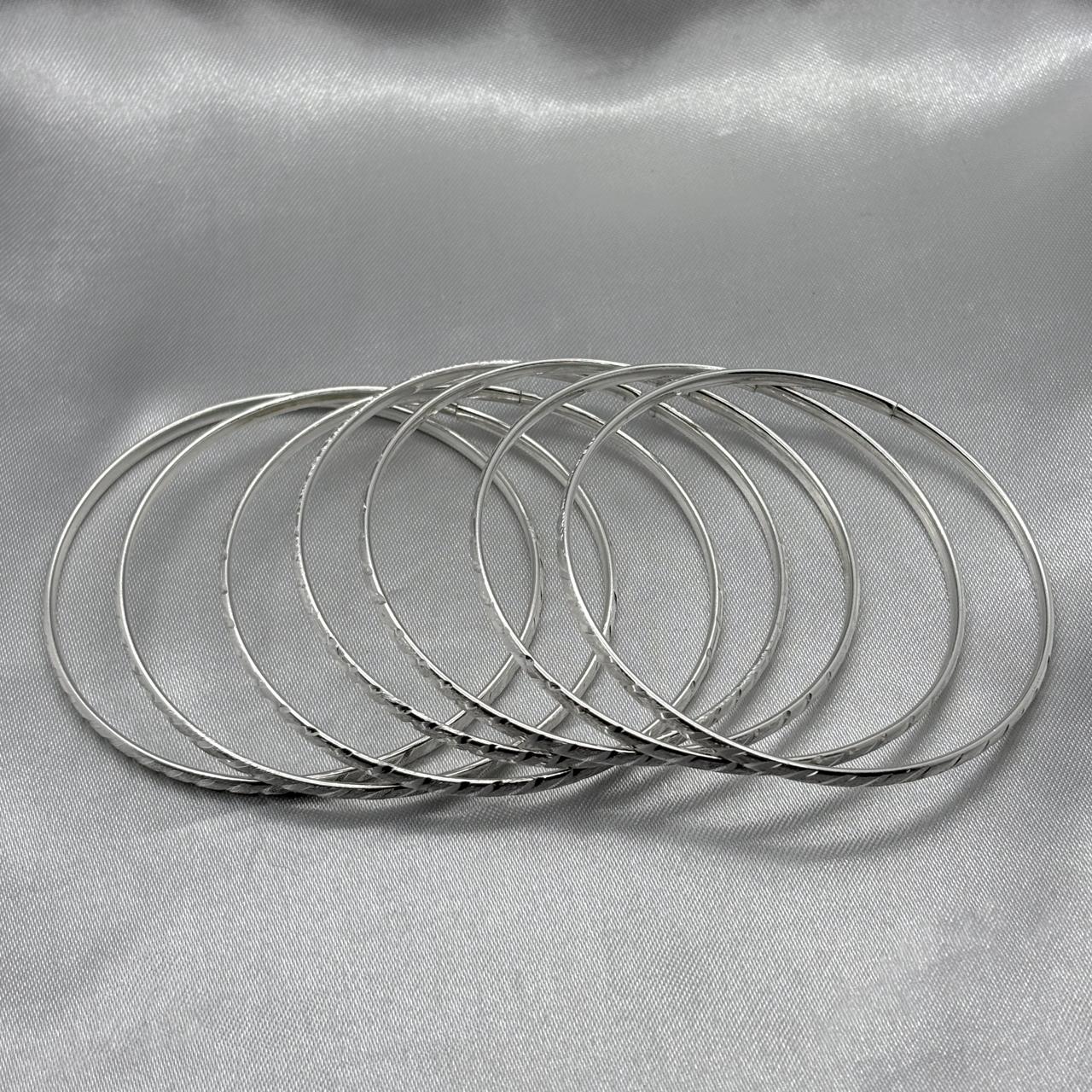 #SE103 - Semanario Circular Diamantado Aleatorio Terminado Almendrado Plata - CE22.7