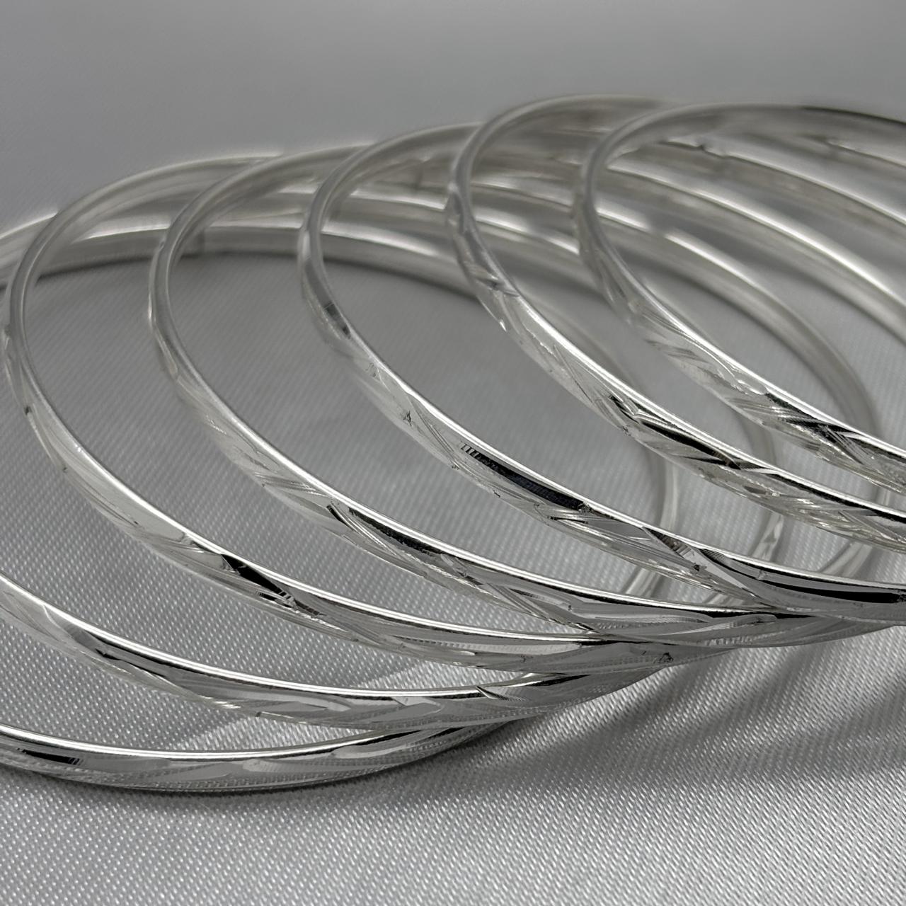 #SE103 - Semanario Circular Diamantado Aleatorio Terminado Almendrado Plata - CE22.7